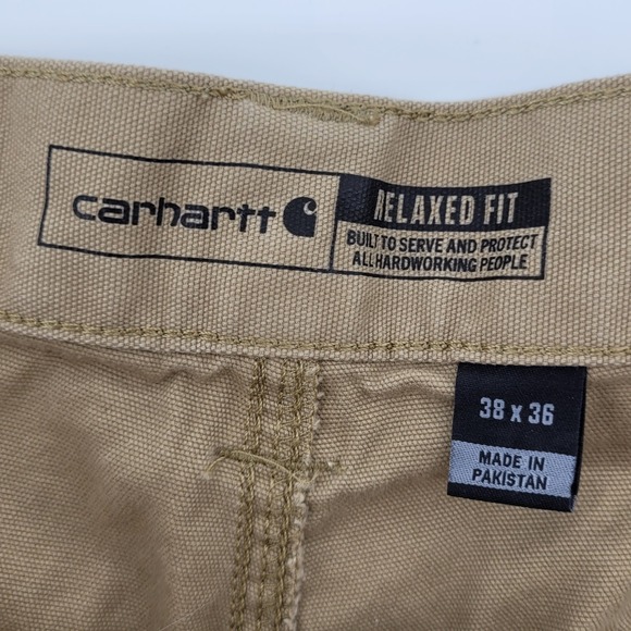 Carhartt 38x36 Pants Rugged Flex Relaxed Fit Canvas Work Khaki BN2291M - Picture 3 of 7